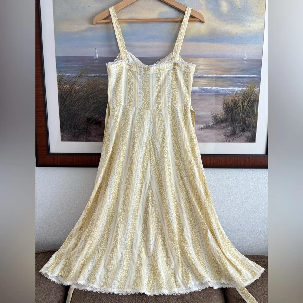 Reformation Midi Length Sandalwood Clara Yellow Floral Dress Lace Trim Sz 6 - Picture 10 of 11